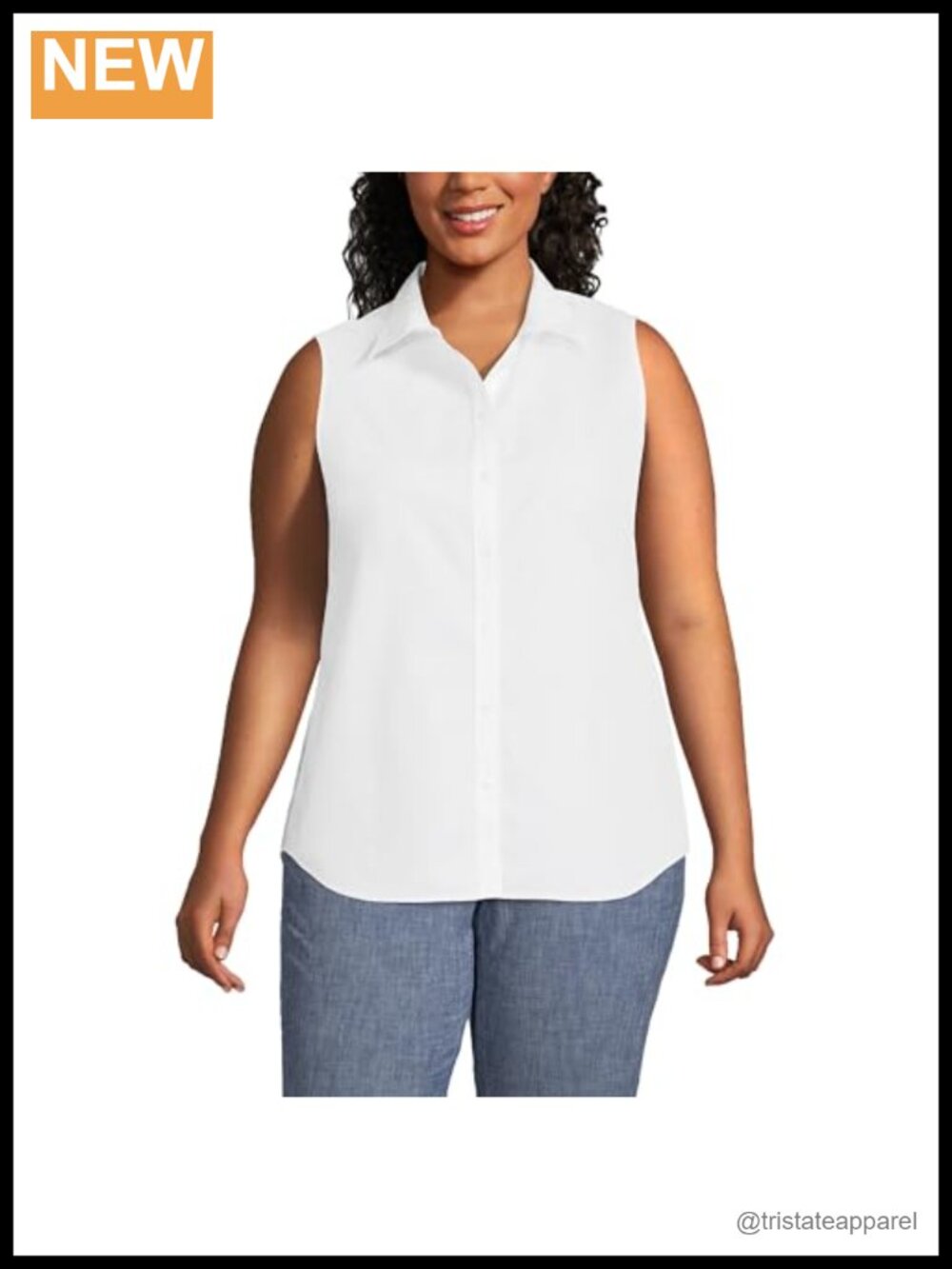 Women's Sleeveless No Iron Supima Cotton Shirt